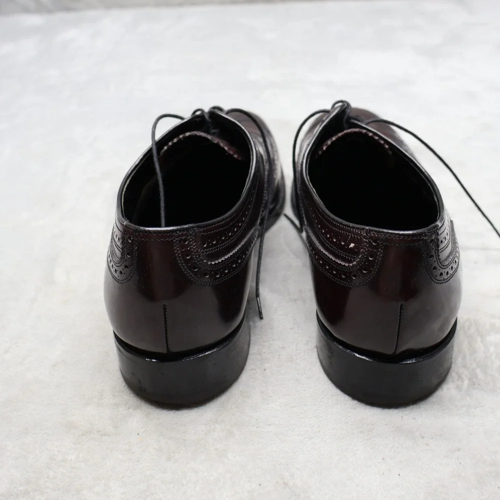 Florsheim Mens 11.5D Oxford Shoes Red Leather Lexington Wingtip Brogue Lace-Up